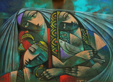 Charger l'image dans la galerie, AL HATTAB Nizar - Three women end whitebird (tableau, Huile / Toile)