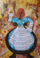 GUERRY Christiane - Harpiste aux cheveux rouges (tableau, Acrylique et collages  / toile)