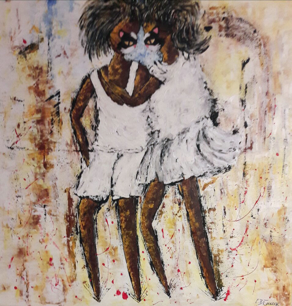 Amour amitié. en temps de. covid, acrylique. sur toile