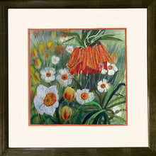 Charger l'image dans la galerie, DUNBAR Ann - Daffodils et crown imperial , Aquarelle brodée et techniques mixtes, encadré