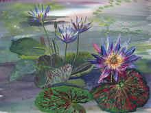 Charger l'image dans la galerie, DUNBAR Ann - Purple lotus, Aquarelle brodée et techniques mixtes