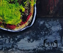 Charger l&#39;image dans la galerie, FANG Marie  - Contre le pillier,  Portrait Acrylique sur carton entoilé, signature