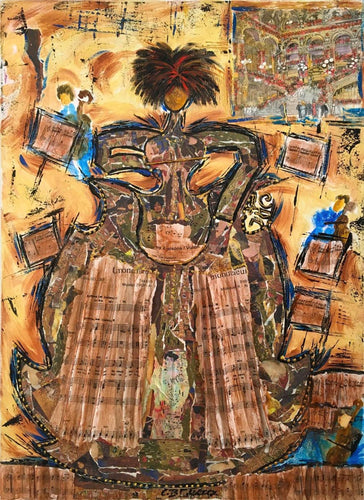 GUERRY Christiane - Diva au violon (tableau, Acrylique et collages / toile) - ART ET MISS