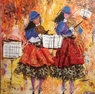 GUERRY Christiane - Les belles violonistes (tableau, Acrylique  / toile)