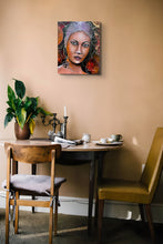 Charger l'image dans la galerie, COCCINA Claudia : Réfugiée, Tableau acrylique sur toile, mise en situaion