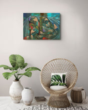 Charger l'image dans la galerie, AL HATTAB Nizar - Three women end whitebird (tableau, Huile / Toile), mise en situation