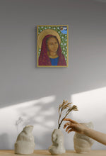 Charger l&#39;image dans la galerie, CARDOSO Peggy - L&#39;annonciation, Vierge aux lys, icône acrylique sur bois, mise en situation