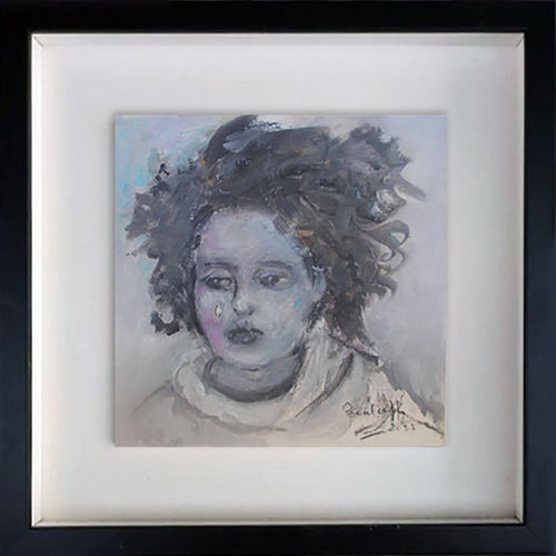 BEALAFF-GIROTTO Béa - Une larme coule sur ta joue (tableau, encre/carton entoilé) - ART ET MISS