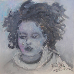 BEALAFF-GIROTTO Béa - Une larme coule sur ta joue (tableau, encre/carton entoilé) - ART ET MISS