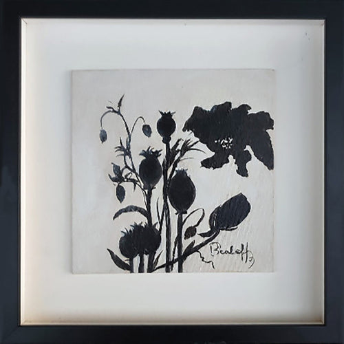 BEALAFF-GIROTTO Béa - Coquelicot en fleur (tableau, encadré, encre/carton entoilé) - ART ET MISS