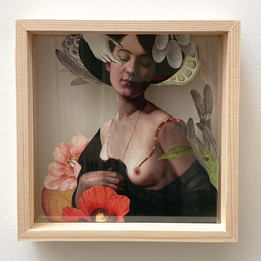 BLONDEL Sidonie - Le coquelicot (Collage sous verre cadre bois) - ART ET MISS