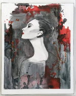 CHRISTY - Beauté fatale et délicate (tableau, encre et aquarelle / papier) - ART ET MISS