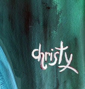 CHRISTY - Charme et Délice bleuté (tableau, encre et aquarelle / papier) - ART ET MISS