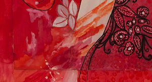 CHRISTY - Charme rougeoyant (tableau, encre et aquarelle / papier marouflé sur toile) - ART ET MISS