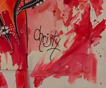 Charger l&#39;image dans la galerie, CHRISTY - Femme aux coquelicots (tableau, encre et aquarelle / papier marouflé sur toile) - ART ET MISS