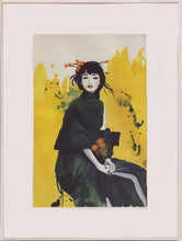 Charger l&#39;image dans la galerie, CHRISTY - Insolente beauté aux fleurs oranges (tableau, encre / papier) - ART ET MISS