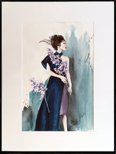 Charger l&#39;image dans la galerie, CHRISTY - La guerrière aux fleurs (tableau, encre et aquarelle / papier) - ART ET MISS