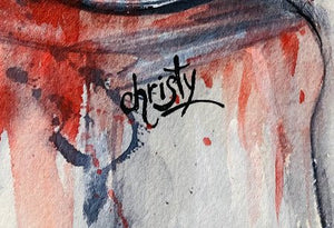 CHRISTY - Le bas résille (tableau, Aquarelle/ papier marouflé sur toile) - ART ET MISS