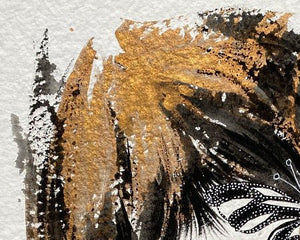 CHRISTY - Papillon fleuri au regard délicat (tableau, Dorure, aquarelle, marqueur / papier) - ART ET MISS