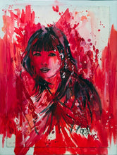 Charger l&#39;image dans la galerie, CHRISTY - Passionnément rouge (tableau, encre et aquarelle / papier marouflé sur toile) - ART ET MISS