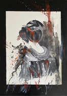 CHRISTY - Pensées Chaleureuses Bordeaux (tableau, encre et aquarelle / papier) - ART ET MISS