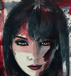 CHRISTY - Regard de louve (tableau, encre et aquarelle / papier marouflé sur toile) - ART ET MISS