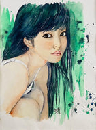 CHRISTY - Séduction en Vert (tableau, Aquarelle/papier) - ART ET MISS