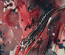 Charger l&#39;image dans la galerie, CHRISTY - Velouté aux couleurs groseille (tableau, encre et aquarelle / papier marouflé sur toile) - ART ET MISS