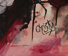 Charger l&#39;image dans la galerie, CHRISTY - Yeux langoureux (tableau, encre et aquarelle / papier marouflé sur toile) - ART ET MISS
