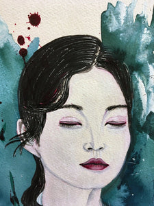 CHRISTY - Zen attitude (tableau, encre et aquarelle / papier) - ART ET MISS