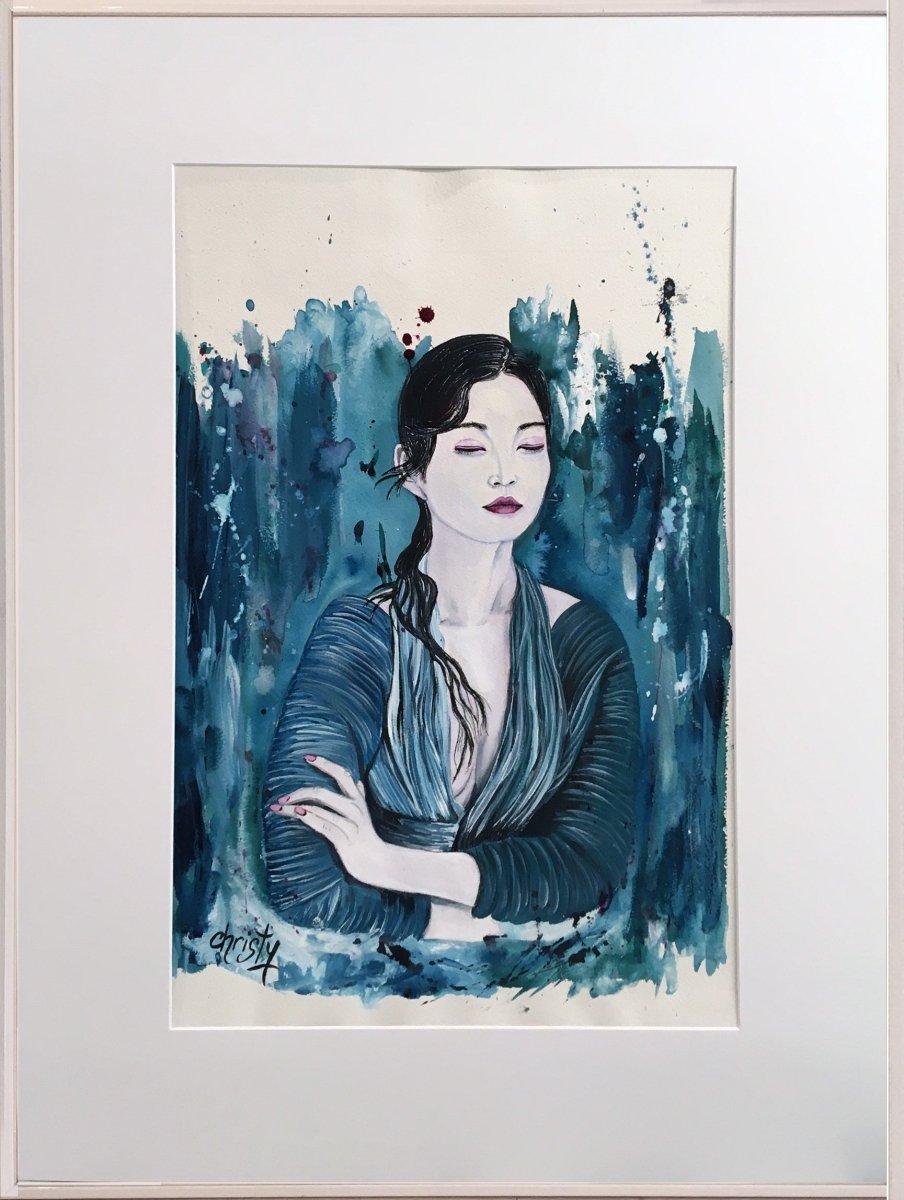 CHRISTY - Zen attitude (tableau, encre et aquarelle / papier) - ART ET MISS