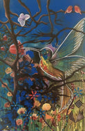 COCCINA Claudia : Colibri (Tableau, Acrylique et tissus sur toile) - ART ET MISS