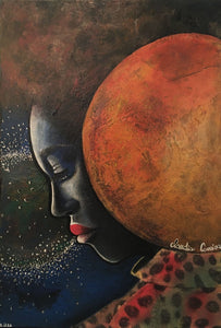 COCCINA Claudia : Cosmic messenger (Tableau, Acrylique et tissus sur toile) - ART ET MISS