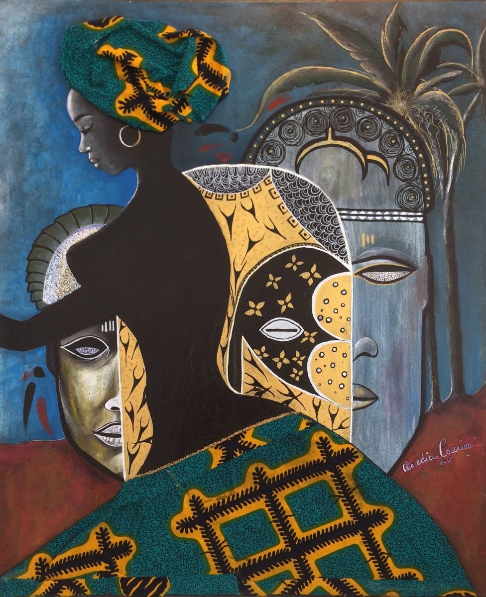 COCCINA Claudia : Igboland (Tableau, Acrylique et tissu sur toile) - ART ET MISS
