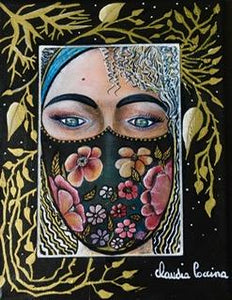 COCCINA Claudia : Masques (Tableau, Acrylique et tissus sur toile) - ART ET MISS