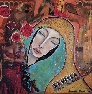 COCCINA Claudia : Sevilla (Tableau, Acrylique et tissu sur toile) - ART ET MISS