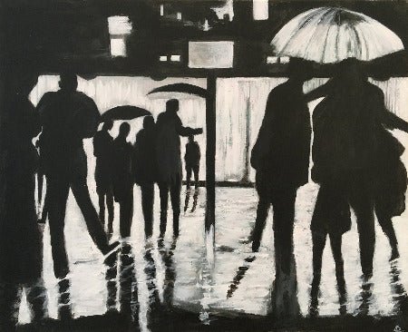 COLOMÈS Didier - Attendre sous la pluie (tableau, Acrylique / toile) - ART ET MISS