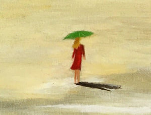 COLOMÈS Didier - La fuite de la femme en rouge au parapluie vert (tableau, Acrylique / toile) - ART ET MISS