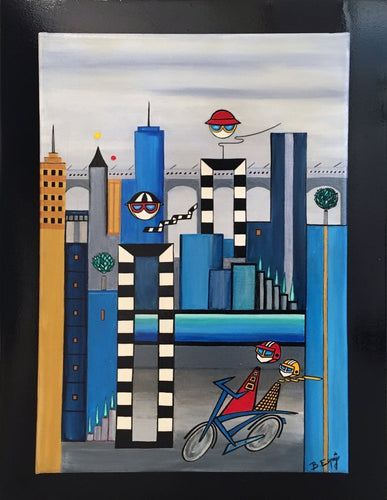 COULIBEUF-ESPEJO Beatrice : Cyclo city (acrylique/toile ) - ART ET MISS