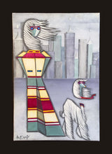 Charger l&#39;image dans la galerie, COULIBEUF-ESPEJO Beatrice : Promenade des canidés : &quot;Il neige sur la city&quot; (Tableau acrylique sur toile ) - ART ET MISS