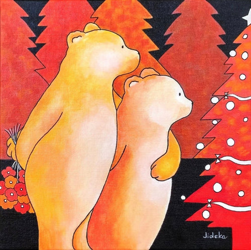 DESCHAMPS-KUS Jocelyne - Premier Noël de l'ours polaire (tableau, Acrylique/toile) - ART ET MISS