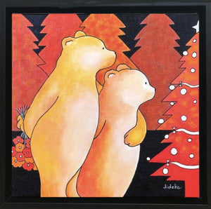 DESCHAMPS-KUS Jocelyne - Premier Noël de l'ours polaire (tableau, Acrylique/toile) - ART ET MISS