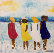 GUERRY Christiane - Les belles du bord de mer (tableau, Acrylique et collage / toile) - ART ET MISS