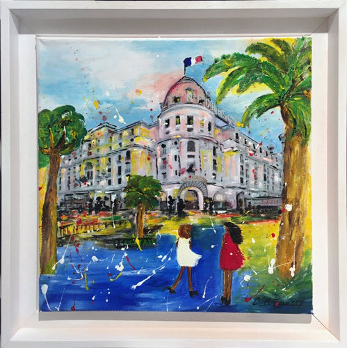GUERRY Christiane - Scène de Nice - Negresco (tableau, Acrylique et collage / toile) - ART ET MISS