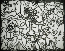 Charger l&#39;image dans la galerie, INGRID - Noir et blanc (tableau, Encre de chine / toile) - ART ET MISS