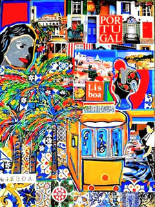 JASSELIN Danièle - Lisboa (tableau, Acrylique et collages / Toile) - ART ET MISS