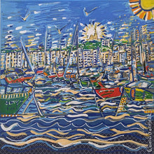 Charger l&#39;image dans la galerie, JASSELIN Danièle - Marseille, la ville bleue (tableau, Acrylique et collages / Toile) - ART ET MISS