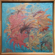 LALLEMENT Martine - Bataille de fleurs (tableau, technique mixte nacrée / bois) - ART ET MISS