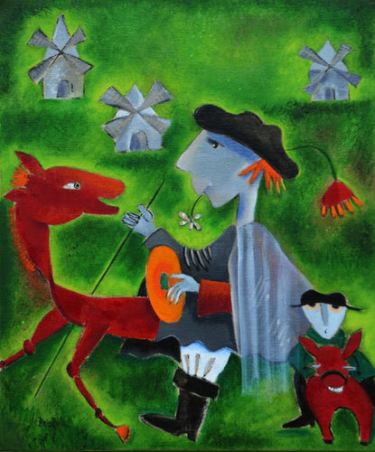 LE BRICQUIR Danielle : Don Quichotte (Tableau, huile sur toile) - ART ET MISS