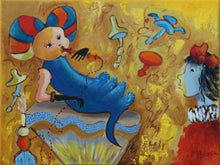 Charger l&#39;image dans la galerie, LE BRICQUIR Danielle : La chenille bleue (Tableau, huile sur toile) - ART ET MISS